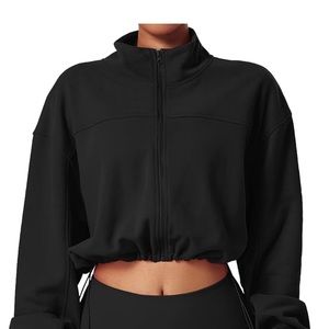 LAOARA Black Cropped Jacket Bungie Drawstring M